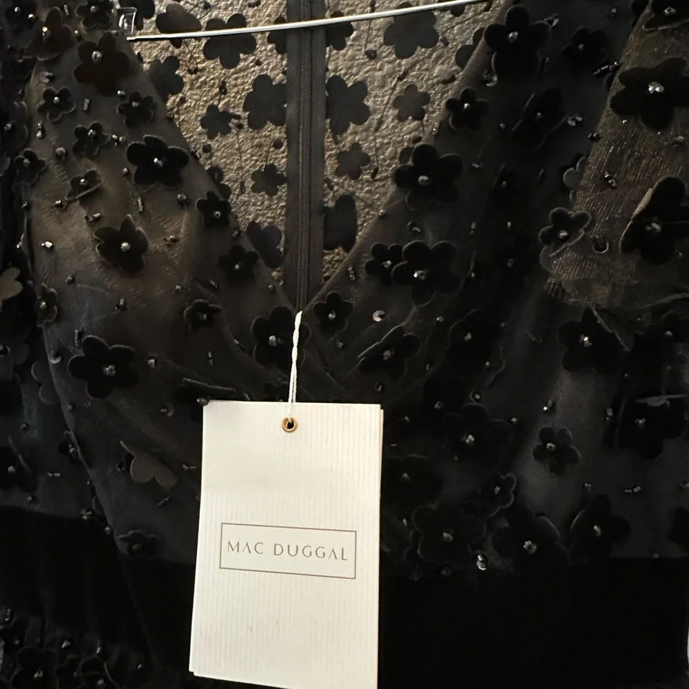 Mac Duggal Floral Applique Cocktail Midi Dress size 6 - Picture 6 of 7